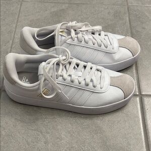 Adidas Women's White and Tan Sneakers